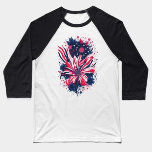 4th of July - Floral American Flag Baseball T-Shirt